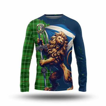 Clephane (Clephan) Tartan Family Crest Long Sleeve T-Shirt with Scottish Majestic Lion