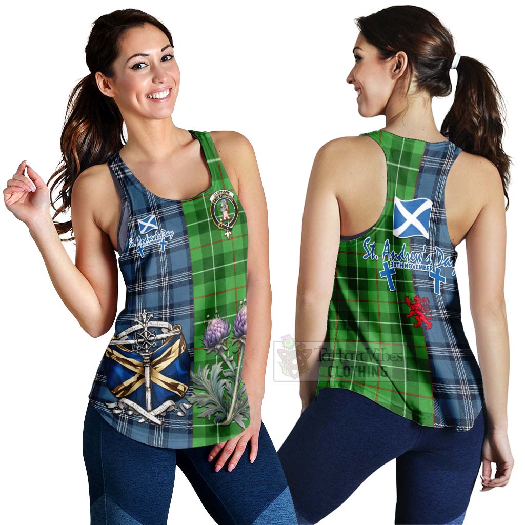 Tartan Vibes Clothing Clephane (Clephan) Tartan Women's Racerback Tanks Happy St. Andrew's Day Half Tartan Style