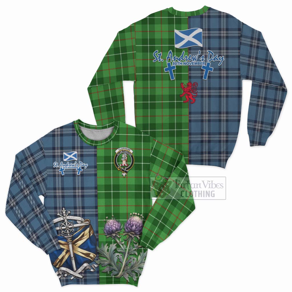 Clephane (Clephan) Tartan Sweatshirt Happy St. Andrew's Day Half Tartan Style Unisex - Tartan Vibes Clothing