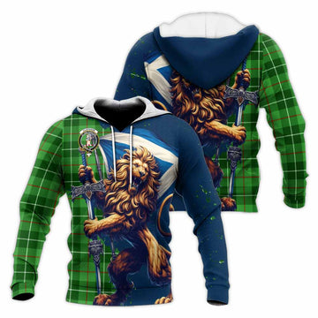 Clephane (Clephan) Tartan Family Crest Knitted Hoodie with Scottish Majestic Lion