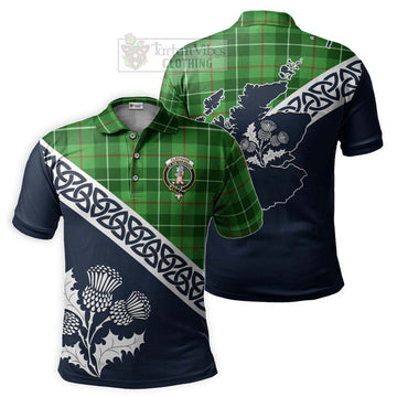 Clephane (Clephan) Tartan Polo Shirt Featuring Thistle and Scotland Map