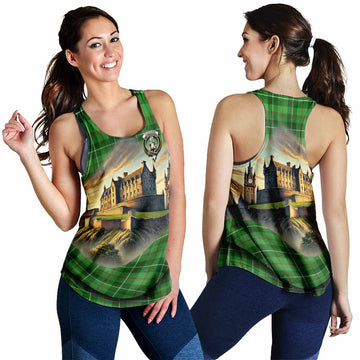 Clephane (Clephan) Tartan Family Crest Women's Racerback Tanks with Scottish Ancient Castle Style 4XL - Tartan Vibes Clothing