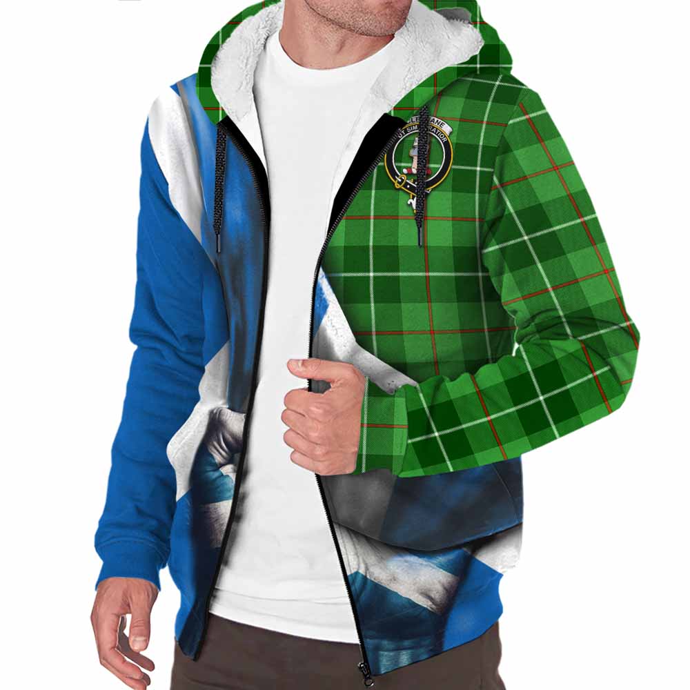 Tartan Vibes Clothing Clephane (Clephan) Tartan Sherpa Hoodie with Family Crest Scotland Patriotic Style