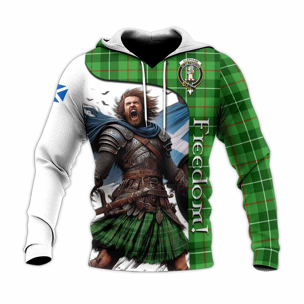 Tartan Vibes Clothing Clephane (Clephan) Crest Tartan Knitted Hoodie Inspired by the Freedom of Scottish Warrior