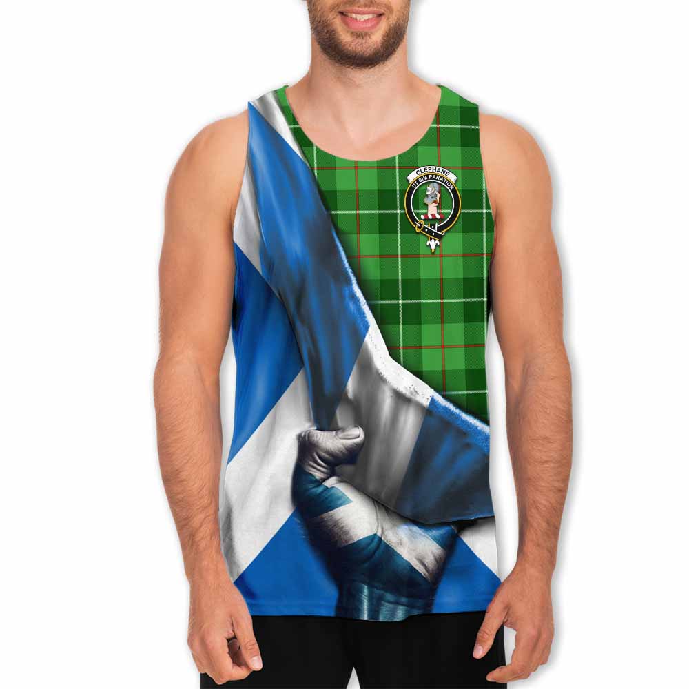 Tartan Vibes Clothing Clephane (Clephan) Tartan Men's Tank Top with Family Crest Scotland Patriotic Style