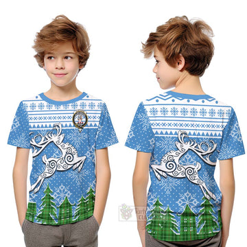 Clephane (Clephan) Clan Christmas Kid T-Shirt Celtic Reindeer Style