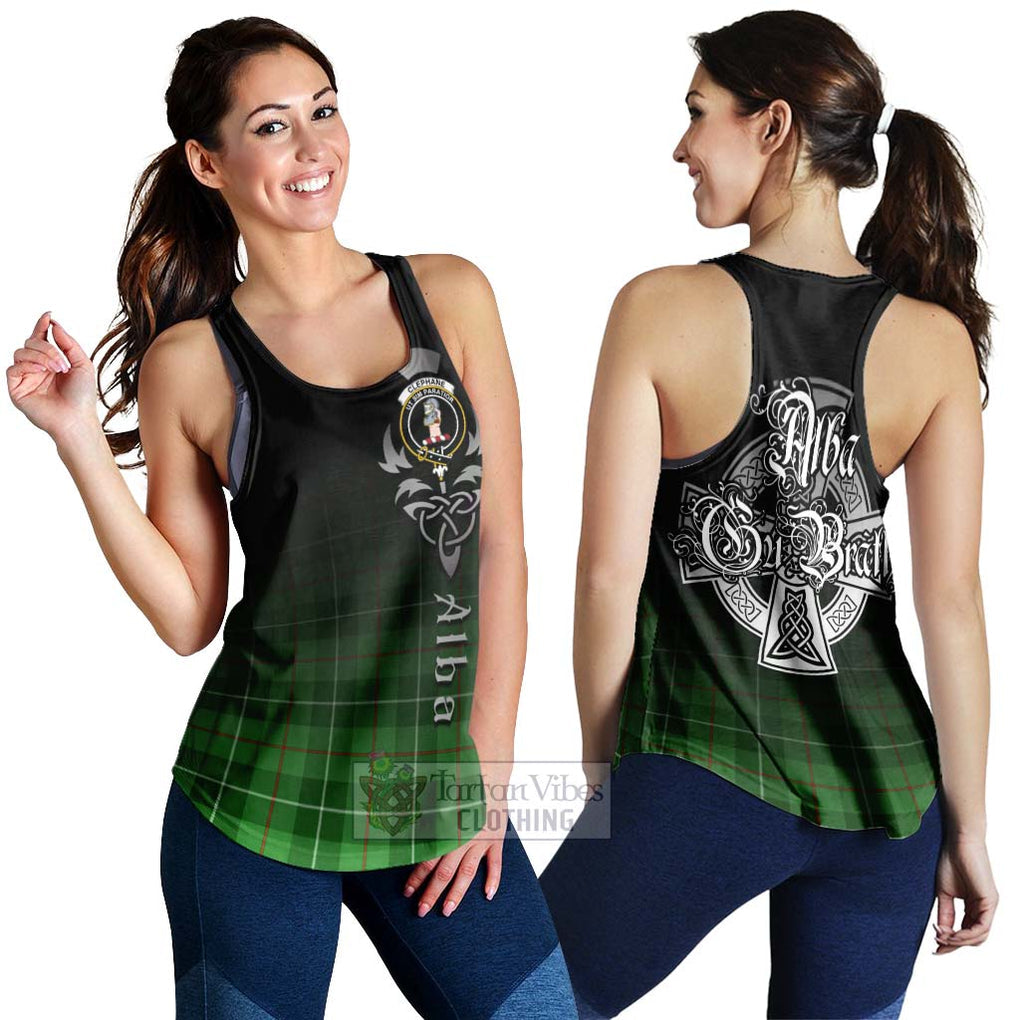 Tartan Vibes Clothing Clephane (Clephan) Tartan Women's Racerback Tanks Featuring Alba Gu Brath Family Crest Celtic Inspired