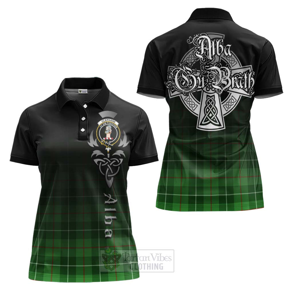 Tartan Vibes Clothing Clephane (Clephan) Tartan Women's Polo Shirt Featuring Alba Gu Brath Family Crest Celtic Inspired