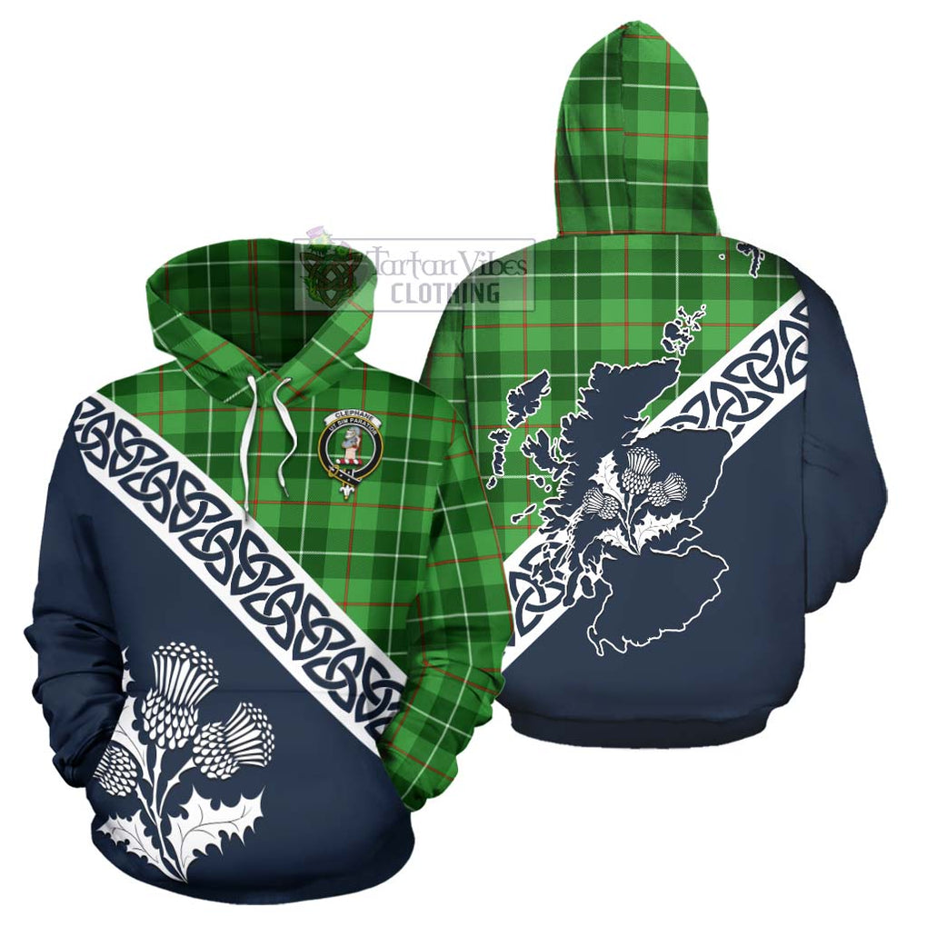 Clephane (Clephan) Tartan Hoodie Featuring Thistle and Scotland Map Zip Hoodie - Tartan Vibes Clothing