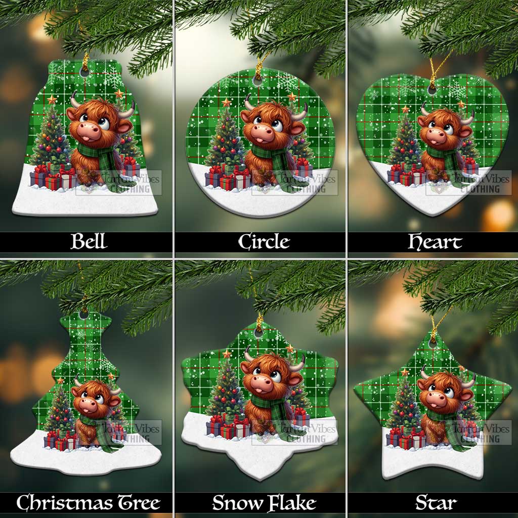 Tartan Vibes Clothing Clephane (Clephan) Tartan Christmas Ceramic Ornament with Adorable Highland Coo