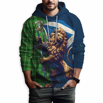 Clephane (Clephan) Tartan Family Crest Hoodie with Scottish Majestic Lion