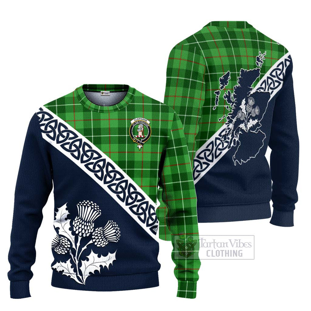 Clephane (Clephan) Tartan Ugly Sweater Featuring Thistle and Scotland Map Unisex - Tartan Vibes Clothing