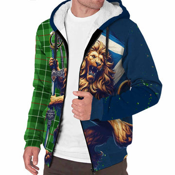 Clephane (Clephan) Tartan Family Crest Sherpa Hoodie with Scottish Majestic Lion