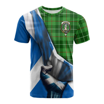 Clephane (Clephan) Tartan Cotton T-shirt with Family Crest Scotland Patriotic Style