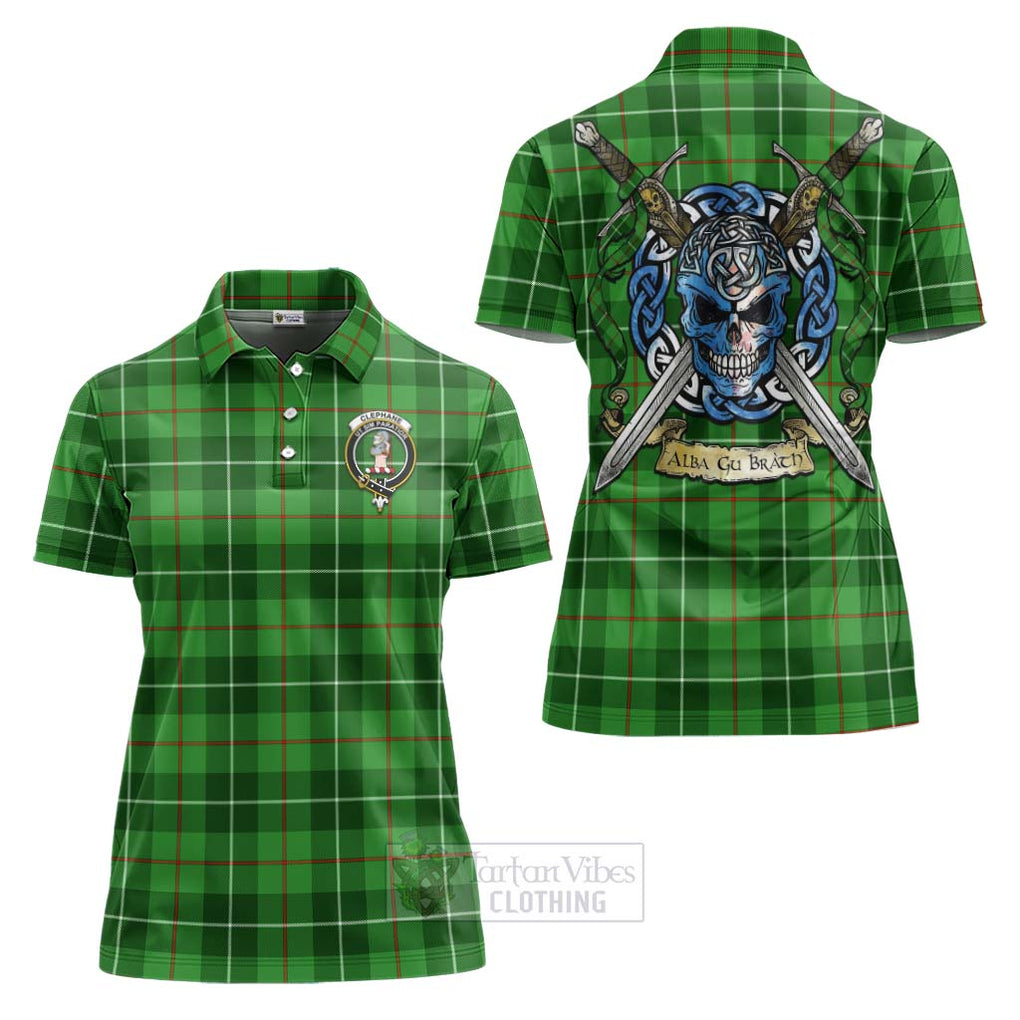 Tartan Vibes Clothing Clephane (Clephan) Tartan Women's Polo Shirt with Family Crest Celtic Skull Style