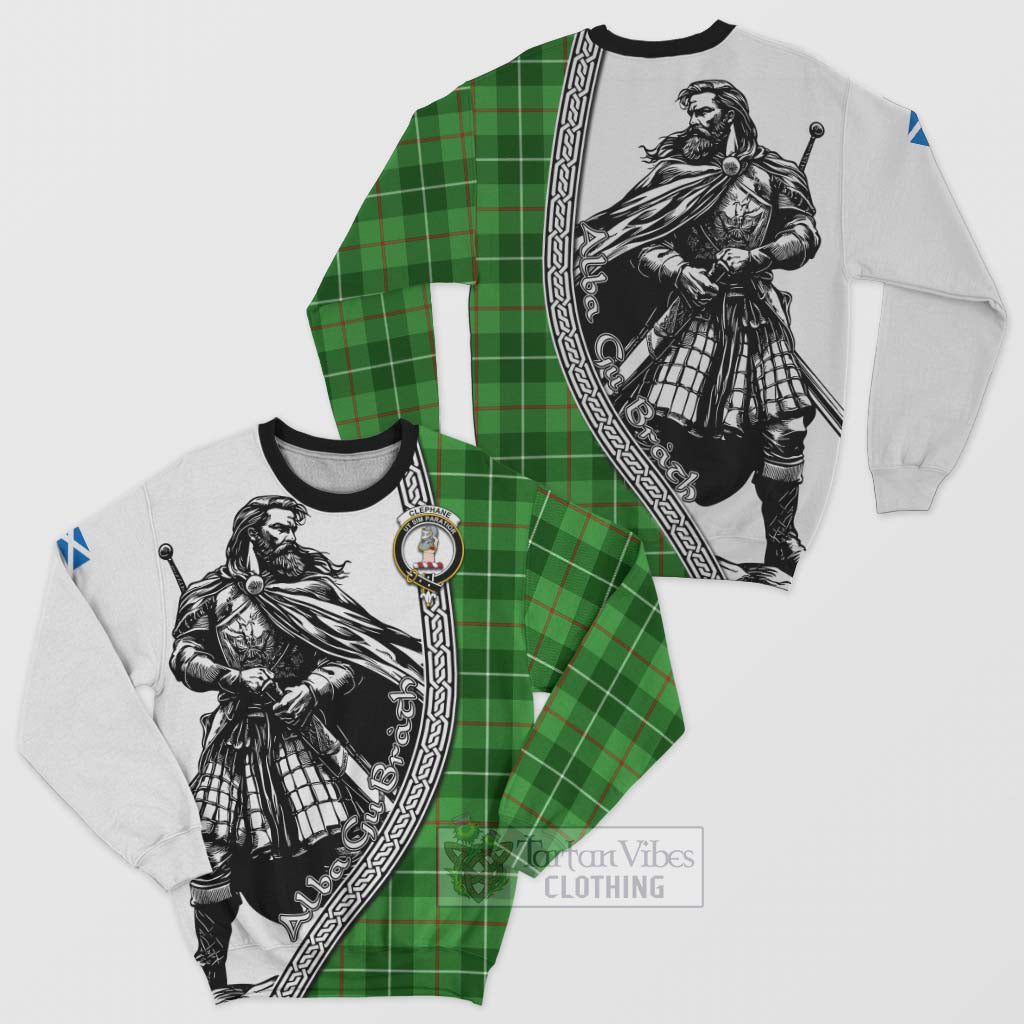 Clephane (Clephan) Tartan Clan Crest Sweatshirt with Highlander Warrior Celtic Style Unisex - Tartan Vibes Clothing
