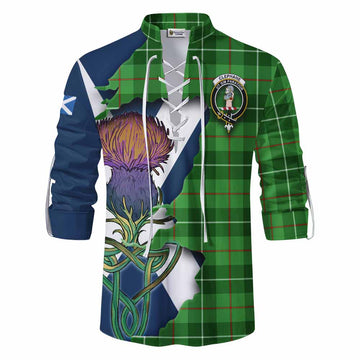 Clephane (Clephan) Tartan Family Crest Ghillie Kilt Shirt Scottish Thistle Celtic Inspired Men - Tartan Vibes Clothing