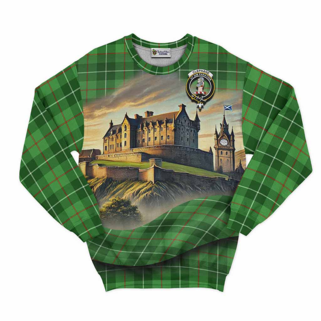 Clephane (Clephan) Tartan Family Crest Sweatshirt with Scottish Ancient Castle Style Unisex - Tartan Vibes Clothing