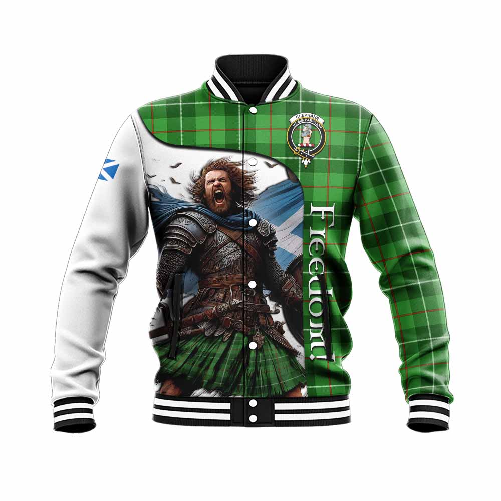 Tartan Vibes Clothing Clephane (Clephan) Crest Tartan Baseball Jacket Inspired by the Freedom of Scottish Warrior