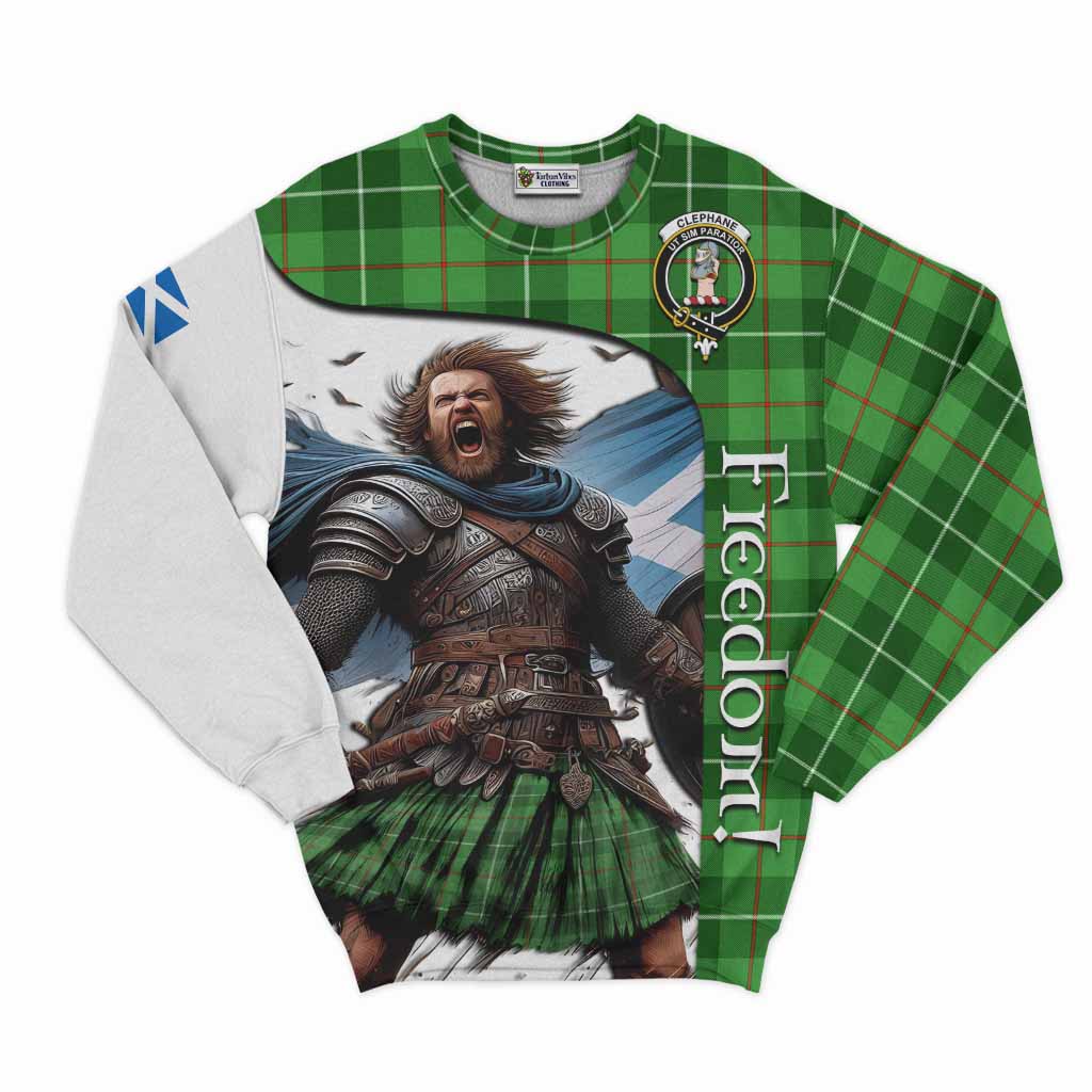 Tartan Vibes Clothing Clephane (Clephan) Crest Tartan Sweatshirt Inspired by the Freedom of Scottish Warrior