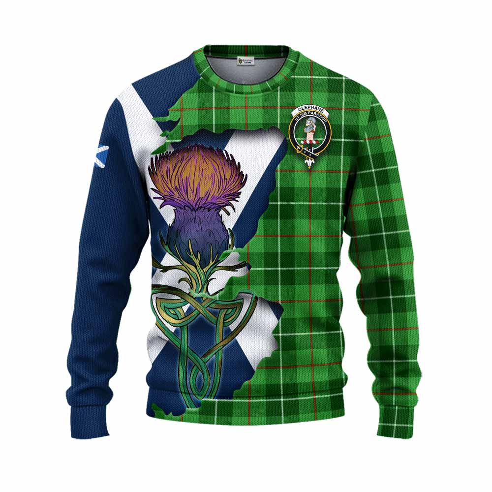 Clephane (Clephan) Tartan Family Crest Knitted Sweater Scottish Thistle Celtic Inspired Unisex - Tartan Vibes Clothing