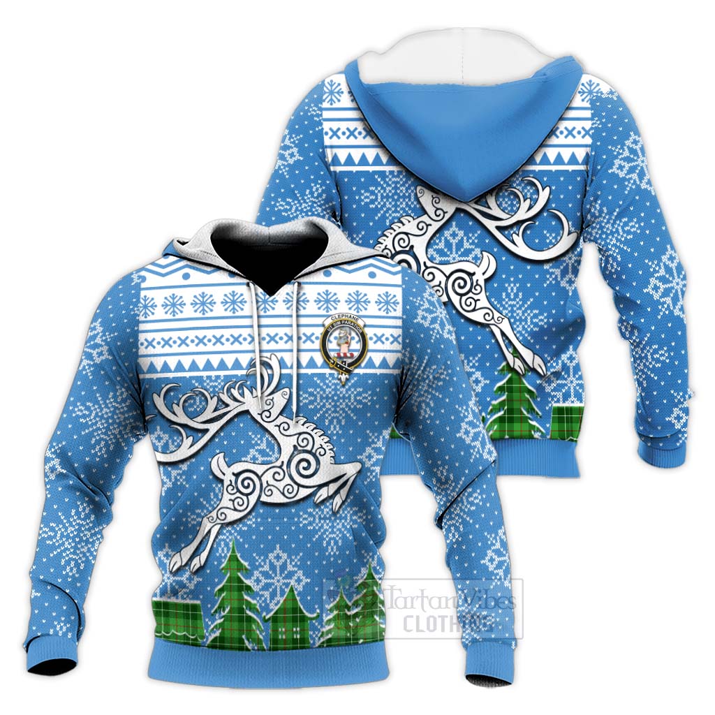 Clephane (Clephan) Clan Christmas Knitted Hoodie Celtic Reindeer Style Unisex Knitted Pullover Hoodie - Tartan Vibes Clothing