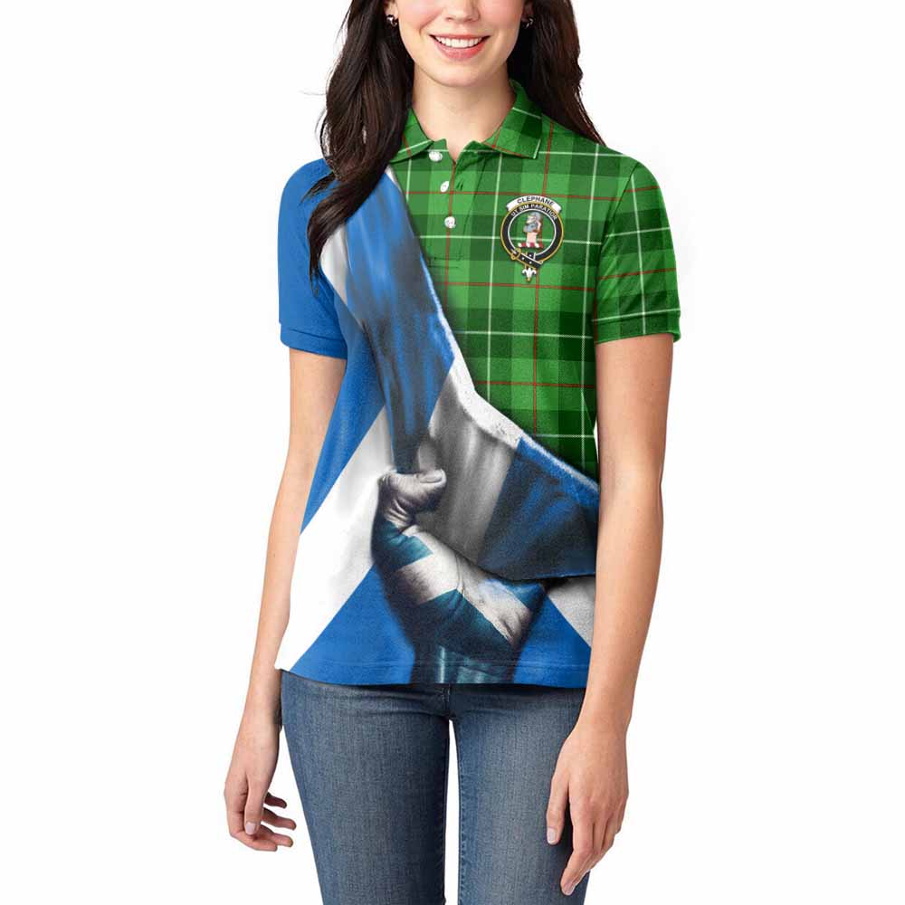 Tartan Vibes Clothing Clephane (Clephan) Tartan Women's Polo Shirt with Family Crest Scotland Patriotic Style