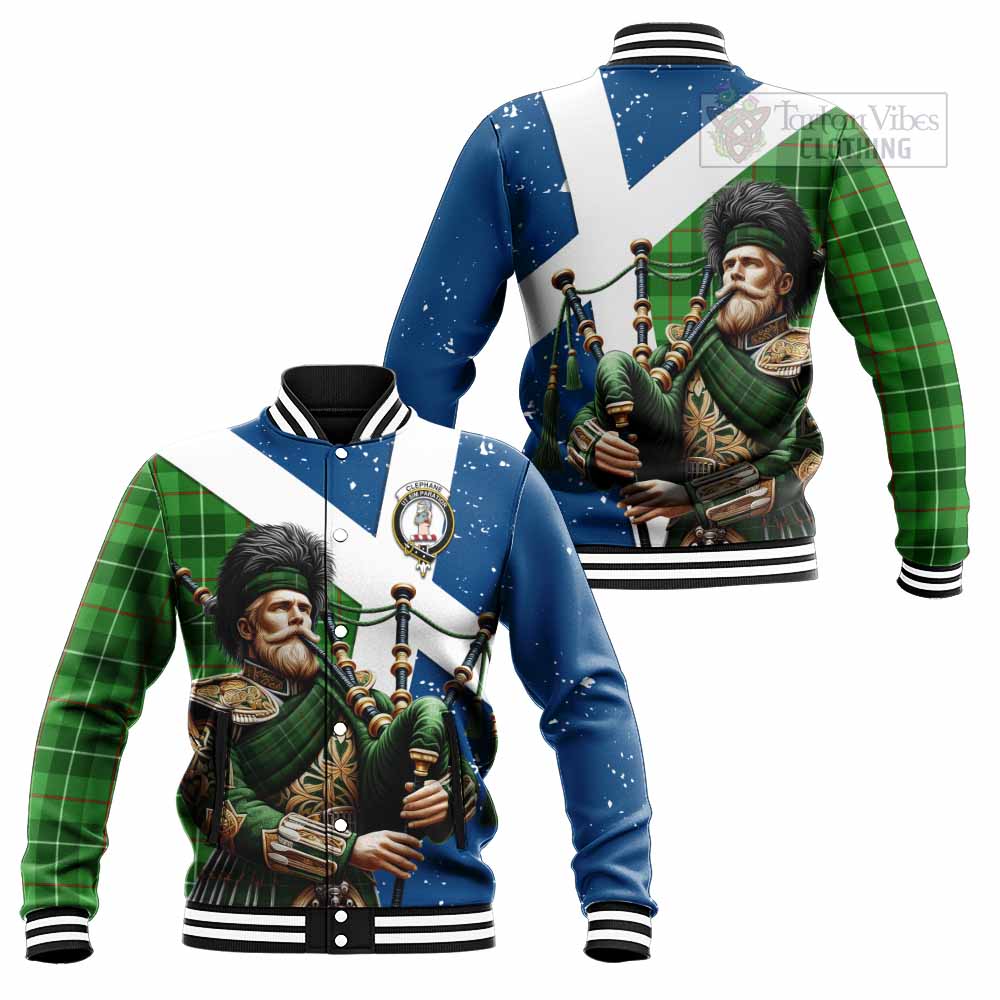 Clephane (Clephan) Tartan Baseball Jacket with Family Crest Scottish Bagpiper Vibes Unisex - Tartan Vibes Clothing