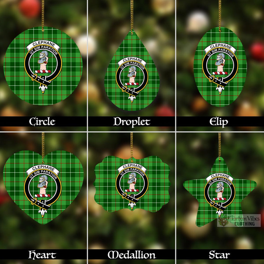 Tartan Vibes Clothing Clephane (Clephan) Tartan Christmas Aluminium Ornament with Family Crest