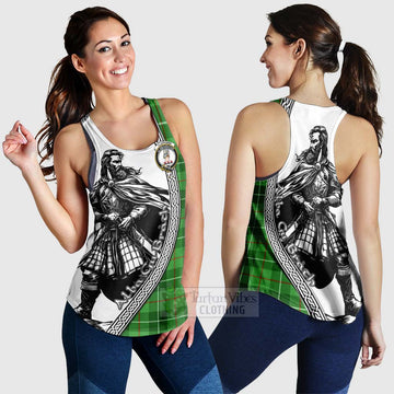 Clephane (Clephan) Tartan Clan Crest Women's Racerback Tanks with Highlander Warrior Celtic Style