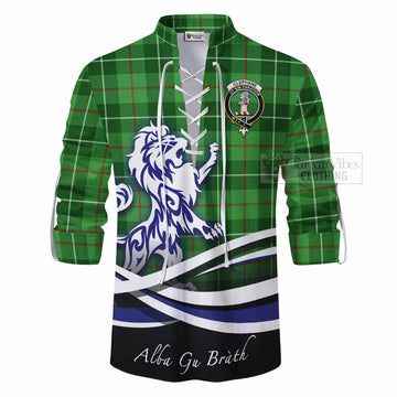 Clephane (Clephan) Tartan Ghillie Kilt Shirt with Alba Gu Brath Regal Lion Emblem - Tartan Vibes Clothing