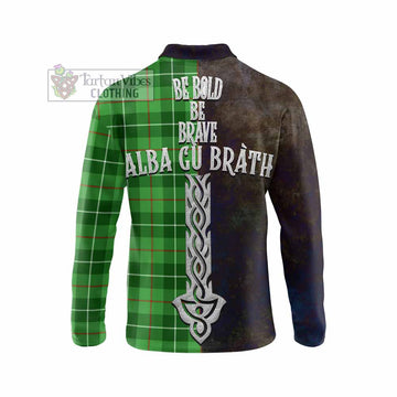 Clephane (Clephan) Tartan Family Crest Long Sleeve Polo Shirt Alba Gu Brath Be Brave Lion Ancient Style - Tartan Vibes Clothing
