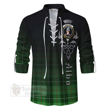 Clephane (Clephan) Tartan Ghillie Kilt Shirt Featuring Alba Gu Brath Family Crest Celtic Inspired - Tartan Vibes Clothing