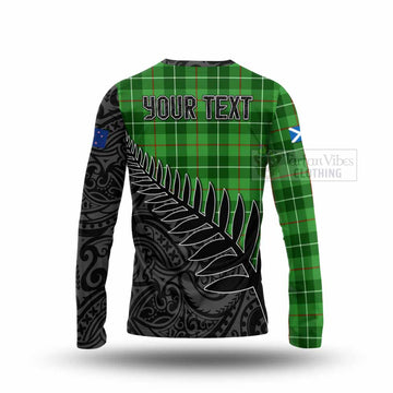 Clephane (Clephan) Crest Tartan Long Sleeve T-Shirt with New Zealand Silver Fern Half Style - Tartan Vibes Clothing