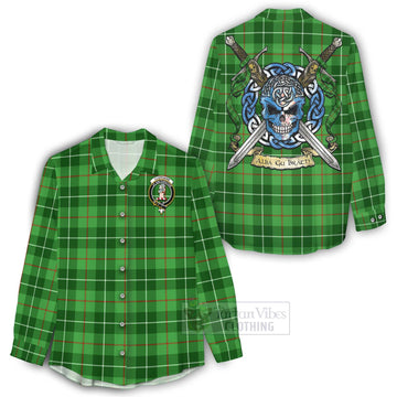 Clephane (Clephan) Tartan Women's Casual Shirt with Family Crest Celtic Skull Style