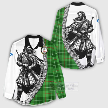 Clephane (Clephan) Tartan Clan Crest Women's Casual Shirt with Highlander Warrior Celtic Style