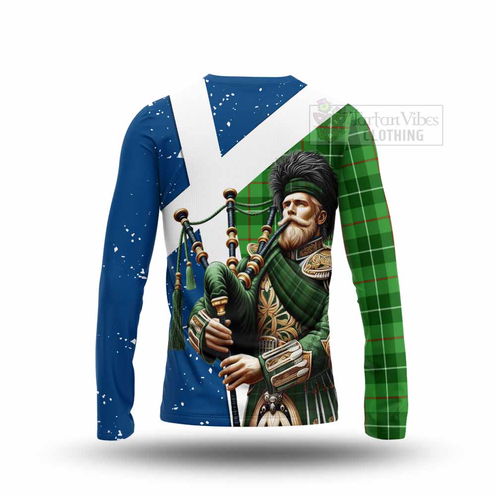 Tartan Vibes Clothing Clephane (Clephan) Tartan Long Sleeve T-Shirt with Family Crest Scottish Bagpiper Vibes