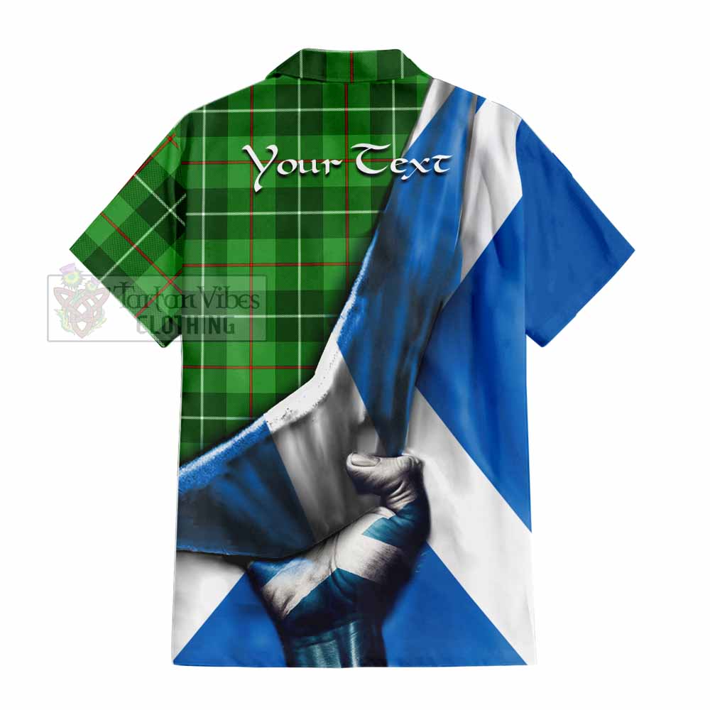 Tartan Vibes Clothing Clephane (Clephan) Tartan Short Sleeve Button Shirt with Family Crest Scotland Patriotic Style