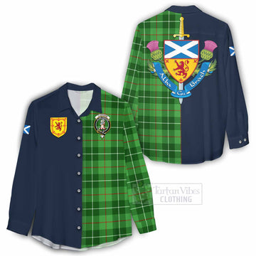 Clephane (Clephan) Tartan Women's Casual Shirt Alba with Scottish Lion Royal Arm Half Style