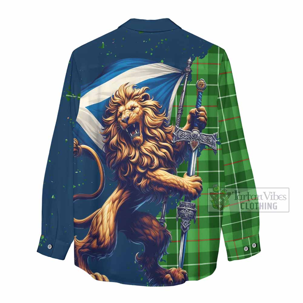 Tartan Vibes Clothing Clephane (Clephan) Tartan Family Crest Women's Casual Shirt with Scottish Majestic Lion