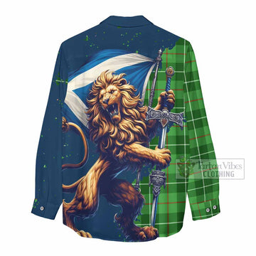 Clephane (Clephan) Tartan Family Crest Women's Casual Shirt with Scottish Majestic Lion