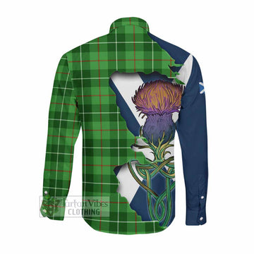 Clephane (Clephan) Tartan Family Crest Long Sleeve Button Shirt Scottish Thistle Celtic Inspired Men's Shirt - Tartan Vibes Clothing