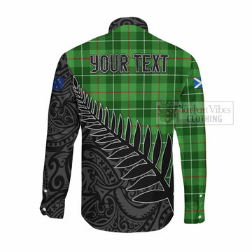Clephane (Clephan) Crest Tartan Long Sleeve Button Shirt with New Zealand Silver Fern Half Style Men's Shirt - Tartan Vibes Clothing