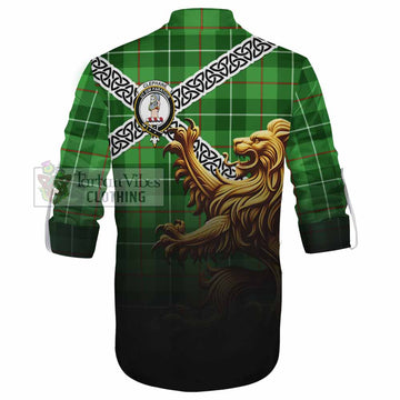 Clephane (Clephan) Crest Tartan Ghillie Kilt Shirt with Golden Lion Emblem Celtic Style - Tartan Vibes Clothing