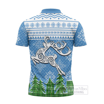 Clephane (Clephan) Clan Christmas Zipper Polo Shirt Celtic Reindeer Style