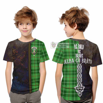 Clephane (Clephan) Tartan Family Crest Kid T-Shirt Alba Gu Brath Be Brave Lion Ancient Style - Tartan Vibes Clothing