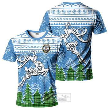 Clephane (Clephan) Clan Christmas T-Shirt Celtic Reindeer Style - Tartan Vibes Clothing