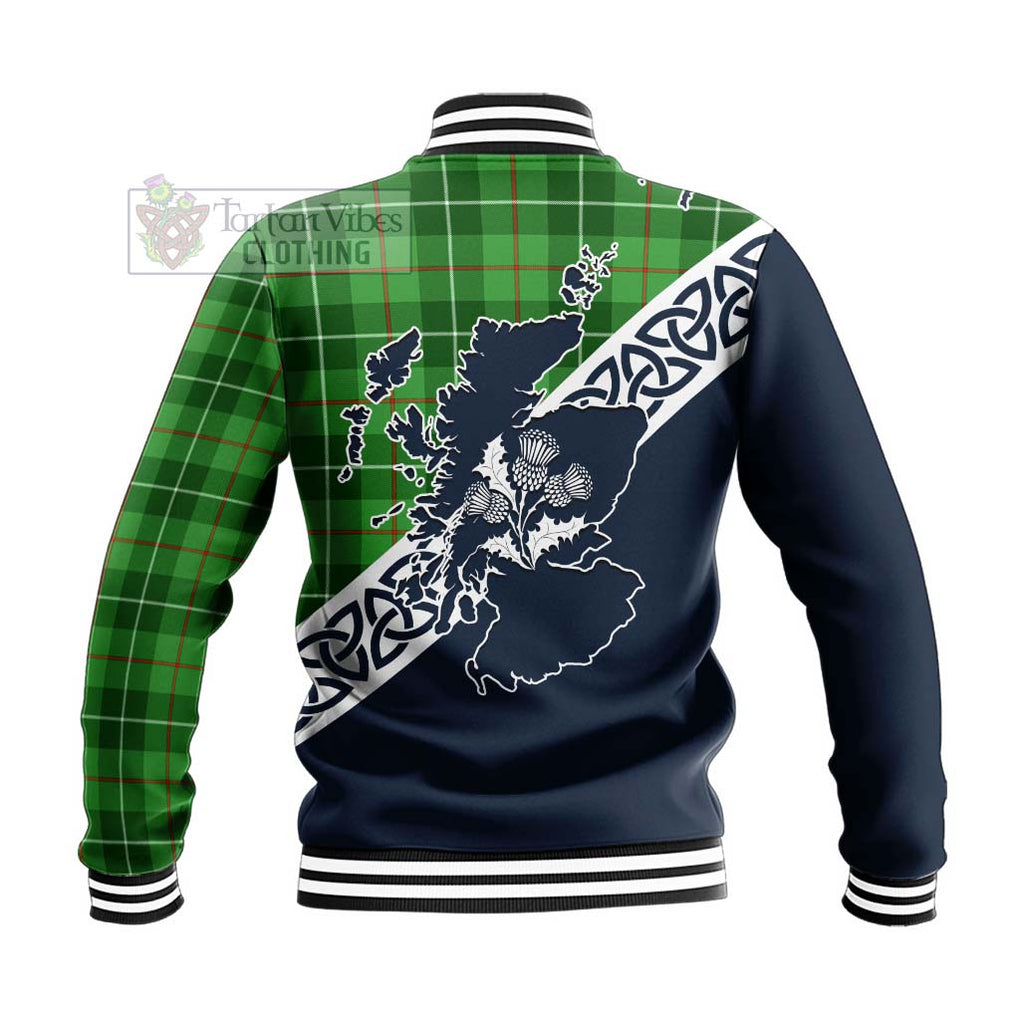 Clephane (Clephan) Tartan Baseball Jacket Featuring Thistle and Scotland Map - Tartan Vibes Clothing