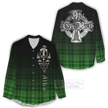 Clephane (Clephan) Tartan Women's Casual Shirt Featuring Alba Gu Brath Family Crest Celtic Inspired