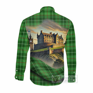 Clephane (Clephan) Tartan Family Crest Long Sleeve Button Shirt with Scottish Ancient Castle Style Men's Shirt - Tartan Vibes Clothing